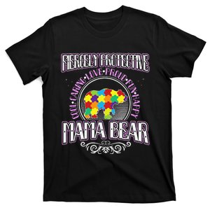 Autism Mom Fiercely Protective Mama Bear Support T-Shirt