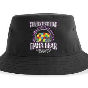 Autism Mom Fiercely Protective Mama Bear Support Sustainable Bucket Hat