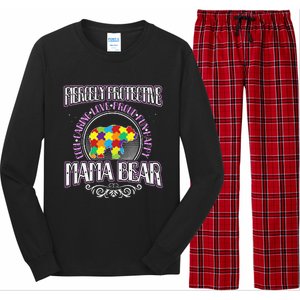 Autism Mom Fiercely Protective Mama Bear Support Long Sleeve Pajama Set