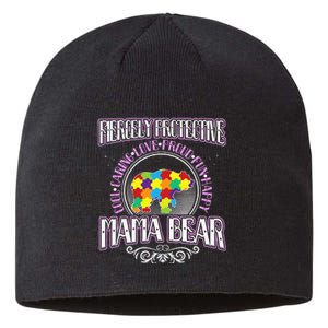 Autism Mom Fiercely Protective Mama Bear Support Sustainable Beanie