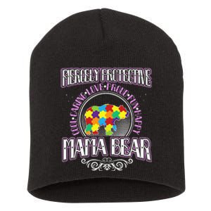 Autism Mom Fiercely Protective Mama Bear Support Short Acrylic Beanie