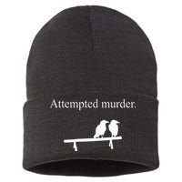 Attempted Murder Funny Sarcasm Crows Ornithology Sustainable Knit Beanie