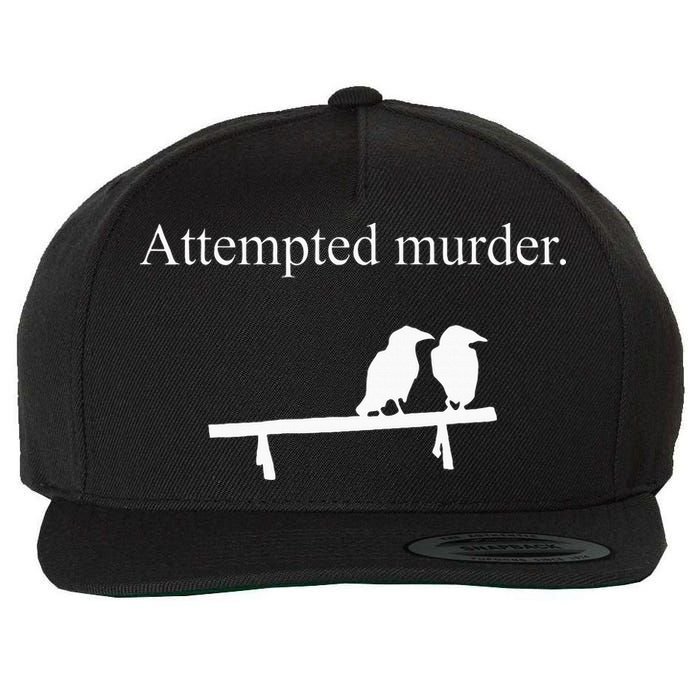 Attempted Murder Funny Sarcasm Crows Ornithology Wool Snapback Cap