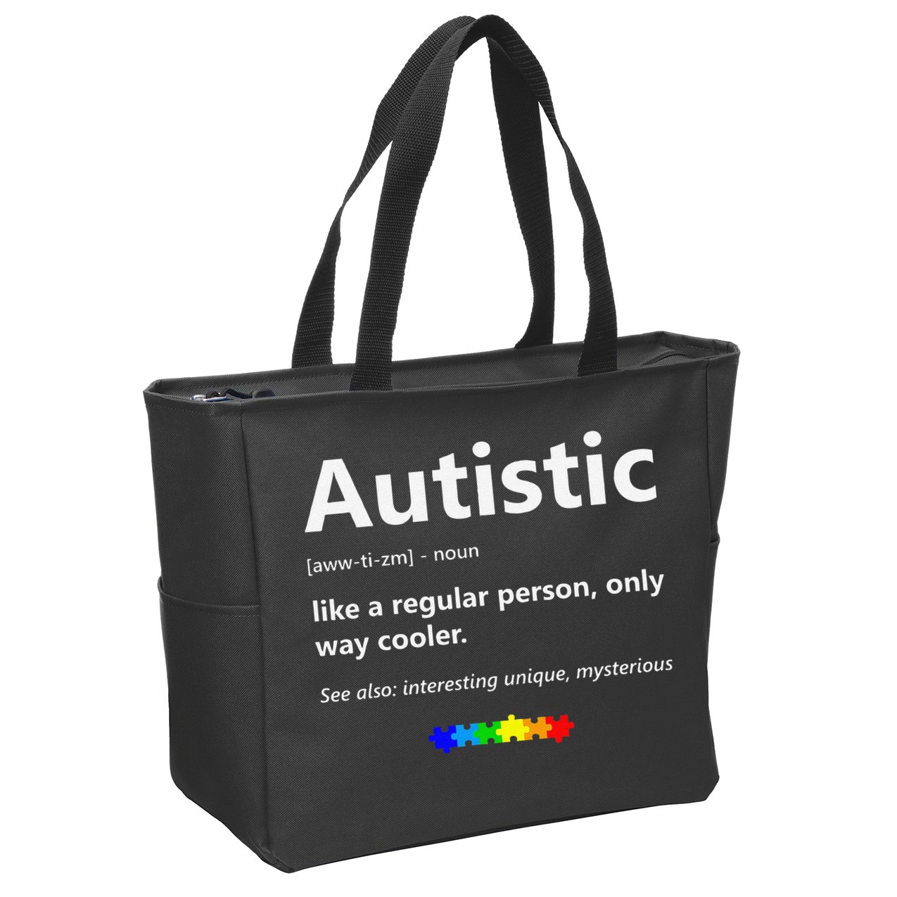 Autistic Meaning Funny Autism Awareness Month Zip Tote Bag