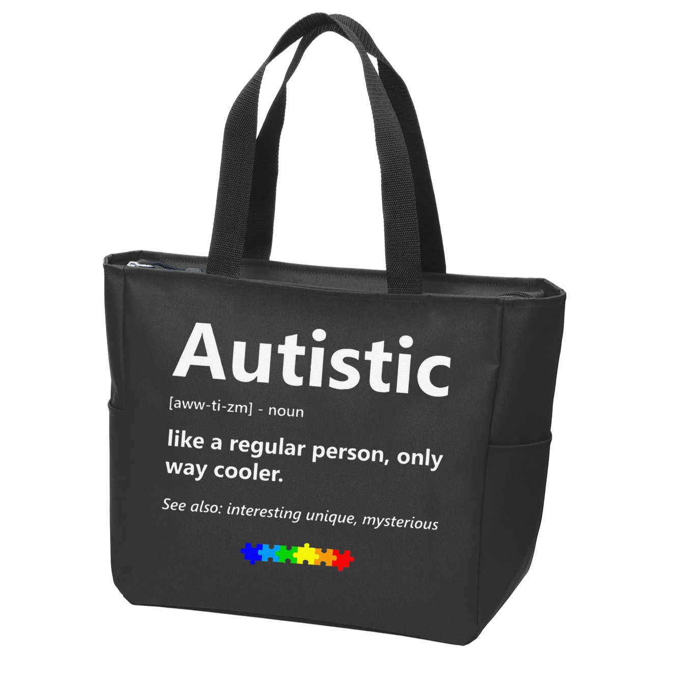 Autistic Meaning Funny Autism Awareness Month Zip Tote Bag