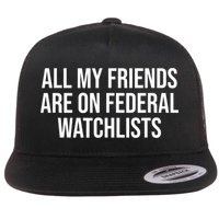 All My Friends Are On Federal Watch Lists Funny Sarcastic Flat Bill Trucker Hat