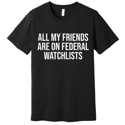 All My Friends Are On Federal Watch Lists Funny Sarcastic Premium T-Shirt