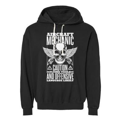 Aircraft Mechanic Flying Tools And Offensive Language, Plane Garment-Dyed Fleece Hoodie