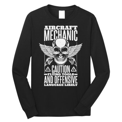 Aircraft Mechanic Flying Tools And Offensive Language, Plane Long Sleeve Shirt