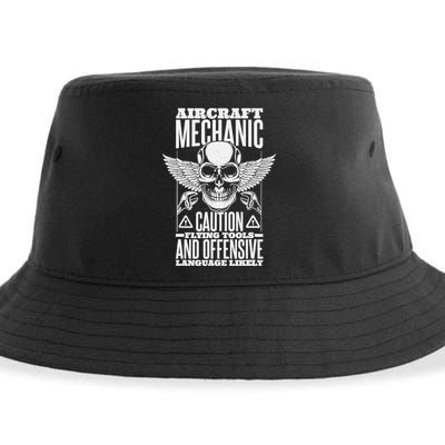 Aircraft Mechanic Flying Tools And Offensive Language, Plane Sustainable Bucket Hat