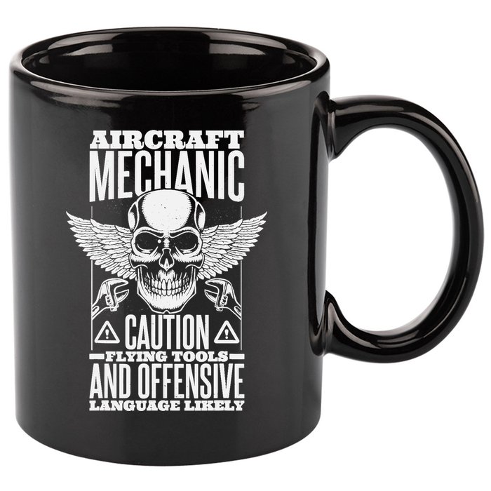 Aircraft Mechanic Flying Tools And Offensive Language, Plane 11oz C Handle Ceramic Mug