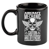 Aircraft Mechanic Flying Tools And Offensive Language, Plane 11oz C Handle Ceramic Mug