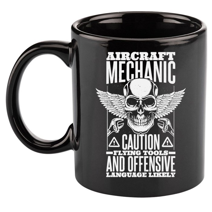 Aircraft Mechanic Flying Tools And Offensive Language, Plane 11oz C Handle Ceramic Mug