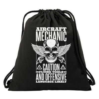 Aircraft Mechanic Flying Tools And Offensive Language, Plane Drawstring Bag