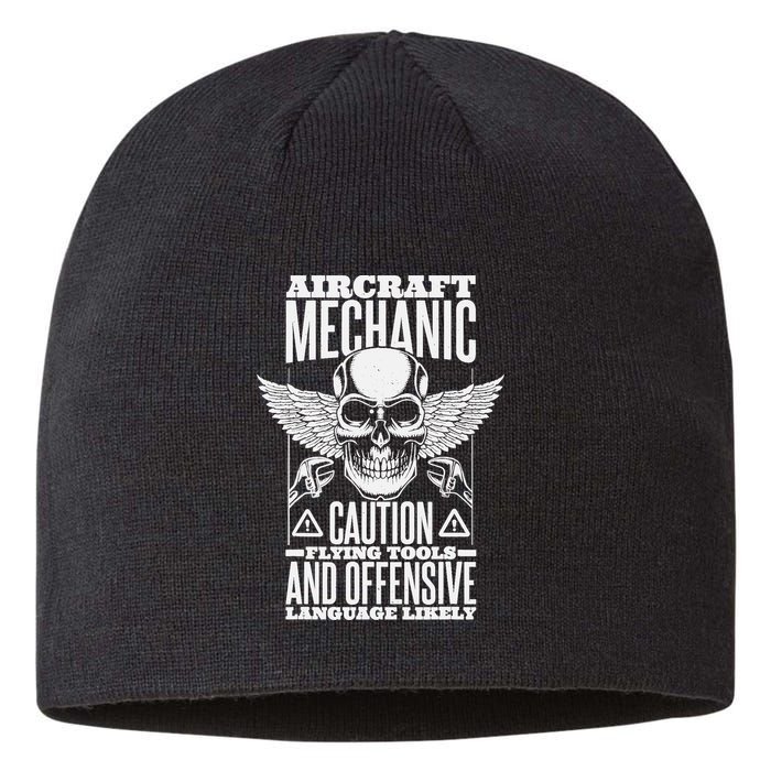 Aircraft Mechanic Flying Tools And Offensive Language, Plane Sustainable Beanie