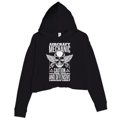 Aircraft Mechanic Flying Tools And Offensive Language, Plane Crop Fleece Hoodie