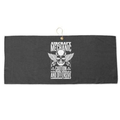 Aircraft Mechanic Flying Tools And Offensive Language, Plane Large Microfiber Waffle Golf Towel