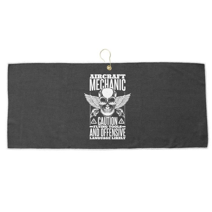 Aircraft Mechanic Flying Tools And Offensive Language, Plane Large Microfiber Waffle Golf Towel