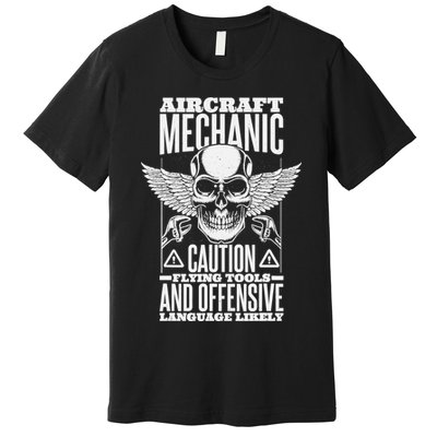 Aircraft Mechanic Flying Tools And Offensive Language, Plane Premium T-Shirt
