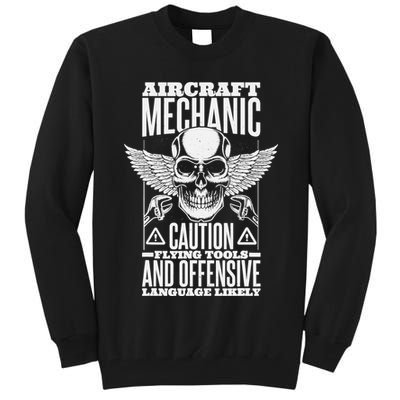 Aircraft Mechanic Flying Tools And Offensive Language, Plane Tall Sweatshirt