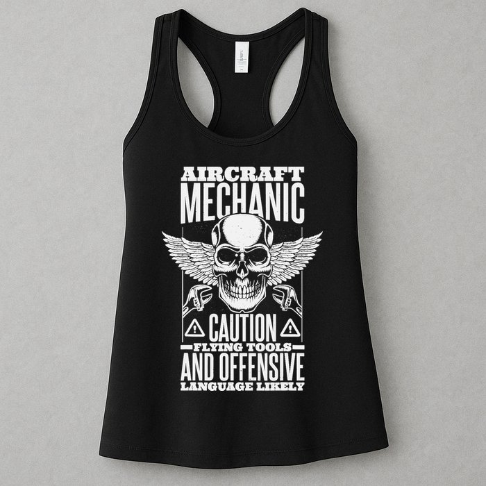 Aircraft Mechanic Flying Tools And Offensive Language, Plane Womens Tank Top