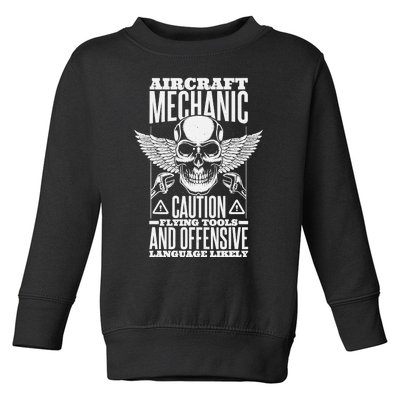 Aircraft Mechanic Flying Tools And Offensive Language, Plane Toddler Sweatshirt