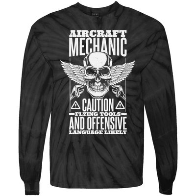 Aircraft Mechanic Flying Tools And Offensive Language, Plane Tie-Dye Long Sleeve Shirt