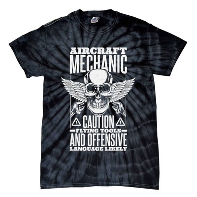 Aircraft Mechanic Flying Tools And Offensive Language, Plane Tie-Dye T-Shirt