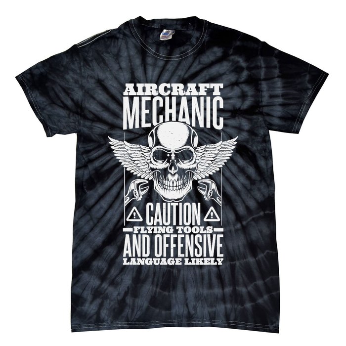 Aircraft Mechanic Flying Tools And Offensive Language, Plane Tie-Dye T-Shirt