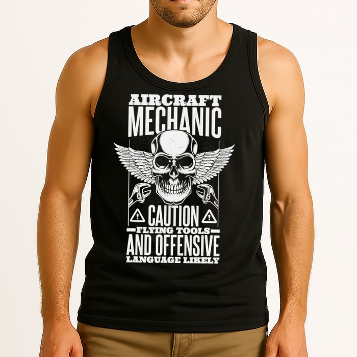 Aircraft Mechanic Flying Tools And Offensive Language, Plane Tank Top