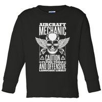 Aircraft Mechanic Flying Tools And Offensive Language, Plane Toddler Long Sleeve Shirt