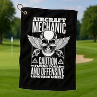 Aircraft Mechanic Flying Tools And Offensive Language, Plane Golf Towel