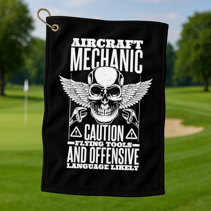 Aircraft Mechanic Flying Tools And Offensive Language, Plane Golf Towel