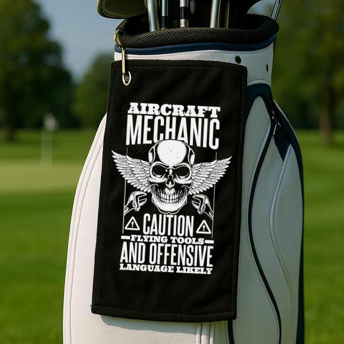 Aircraft Mechanic Flying Tools And Offensive Language, Plane Golf Towel