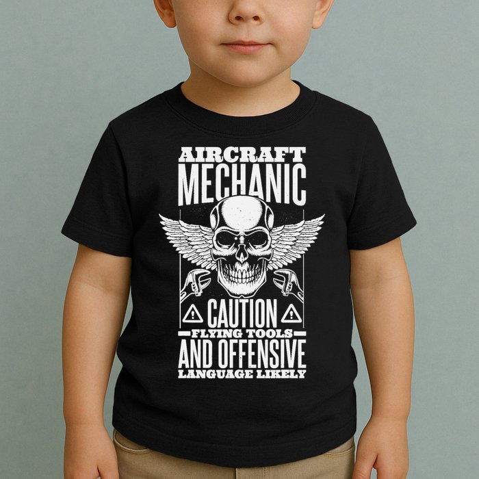 Aircraft Mechanic Flying Tools And Offensive Language, Plane Toddler T-Shirt