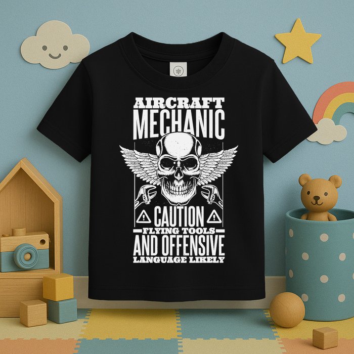 Aircraft Mechanic Flying Tools And Offensive Language, Plane Toddler T-Shirt