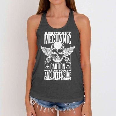 Aircraft Mechanic Flying Tools And Offensive Language, Plane Women's Knotted Racerback Tank