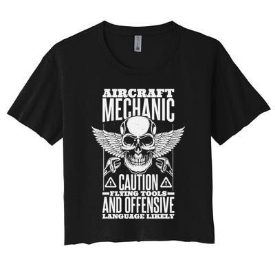 Aircraft Mechanic Flying Tools And Offensive Language, Plane Crop Top