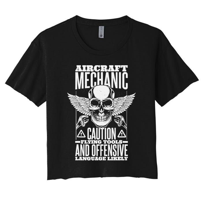 Aircraft Mechanic Flying Tools And Offensive Language, Plane Crop Top