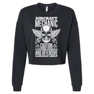 Aircraft Mechanic Flying Tools And Offensive Language, Plane Cropped Pullover Crew