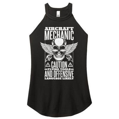 Aircraft Mechanic Flying Tools And Offensive Language, Plane Women's Perfect Tri Rocker Tank
