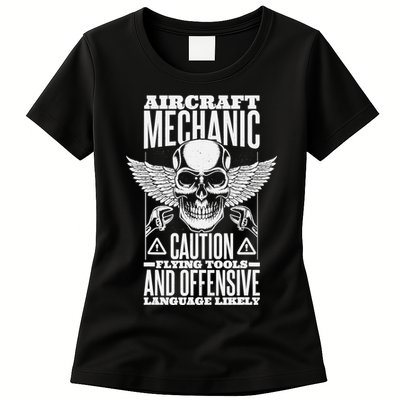 Aircraft Mechanic Flying Tools And Offensive Language, Plane Womens T-Shirt