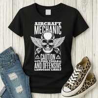 Aircraft Mechanic Flying Tools And Offensive Language, Plane Womens T-Shirt