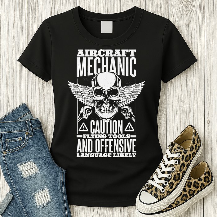 Aircraft Mechanic Flying Tools And Offensive Language, Plane Womens T-Shirt