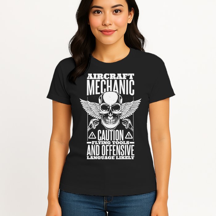 Aircraft Mechanic Flying Tools And Offensive Language, Plane Womens T-Shirt