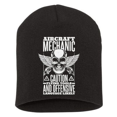 Aircraft Mechanic Flying Tools And Offensive Language, Plane Short Acrylic Beanie