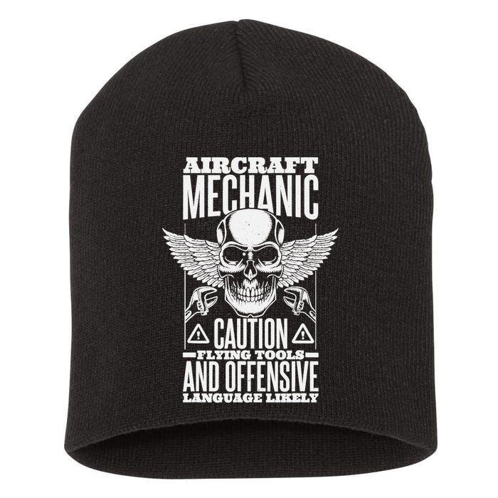 Aircraft Mechanic Flying Tools And Offensive Language, Plane Short Acrylic Beanie
