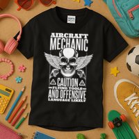 Aircraft Mechanic Flying Tools And Offensive Language, Plane Kids T-Shirt