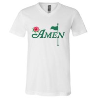 Amen Master Golf Azalea Tournament Pink Golfing V-Neck T-Shirt