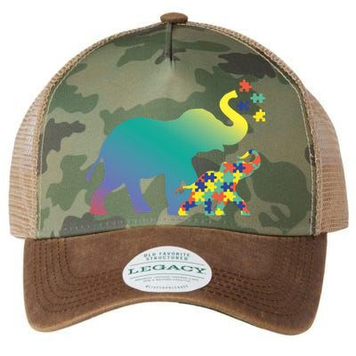 Autism Mom Gift Design Autism Awareness Elephant Legacy Tie Dye Trucker Hat